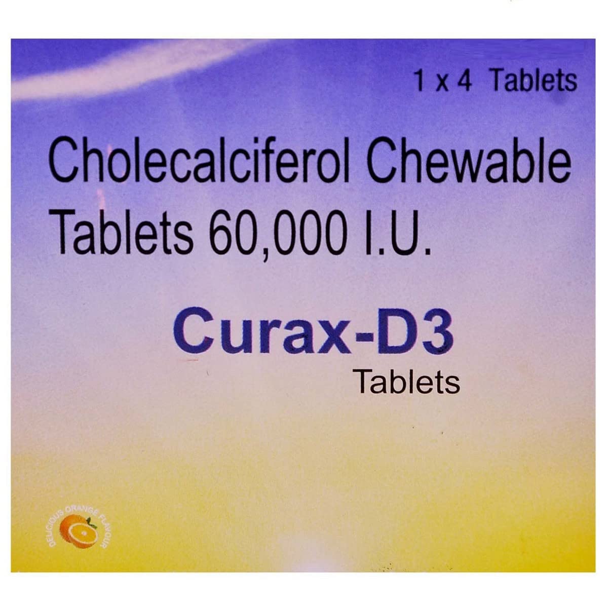 Curax-D3 Orange Flavour - Strip of 4 Tablets