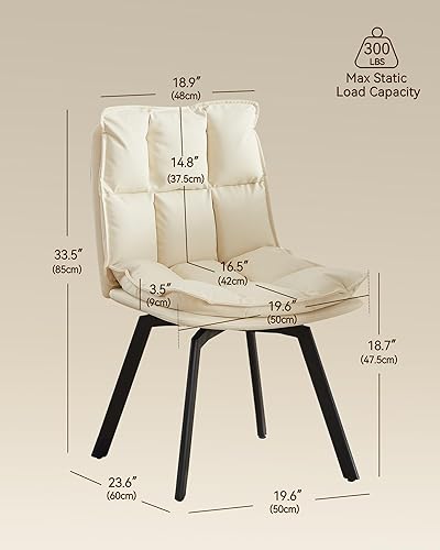 Miniatura 2 de BedsPick Juego de 2 sillas de comedor giratorias – Silla de cocina tapizada de piel sintética, silla de comedor moderna de mediados de siglo con