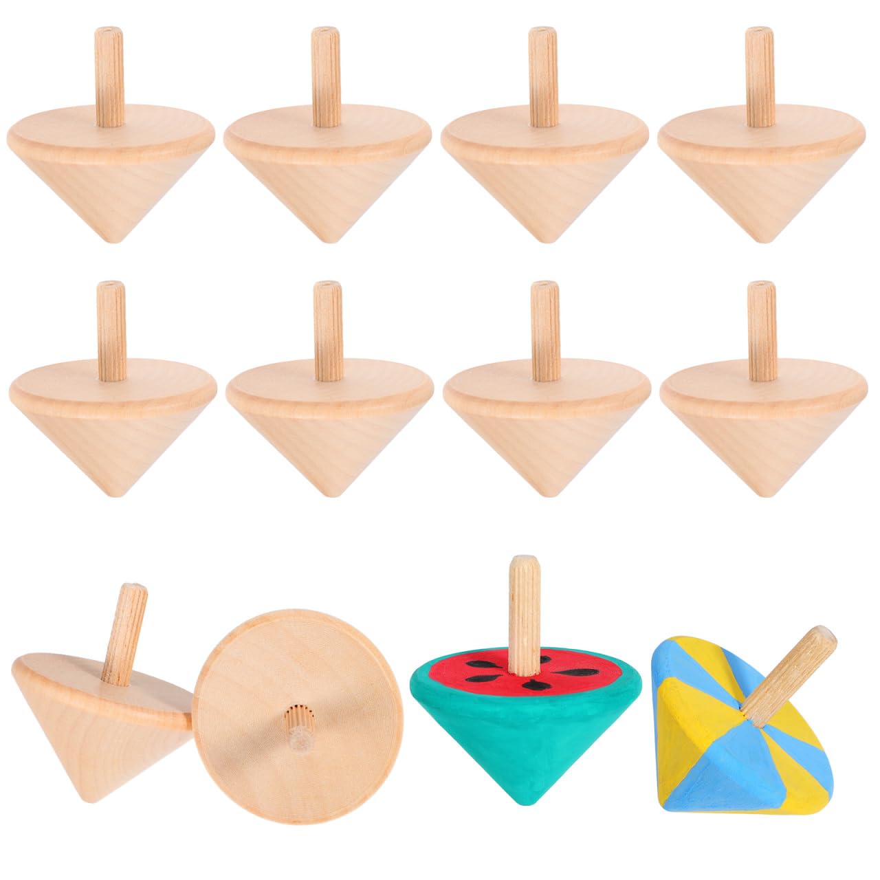 Parte superior giratoria de madera sin terminar, giroscopios artesanales para bricolaje, niños, juguete para fiesta, Año Nuevo, 12 unidades