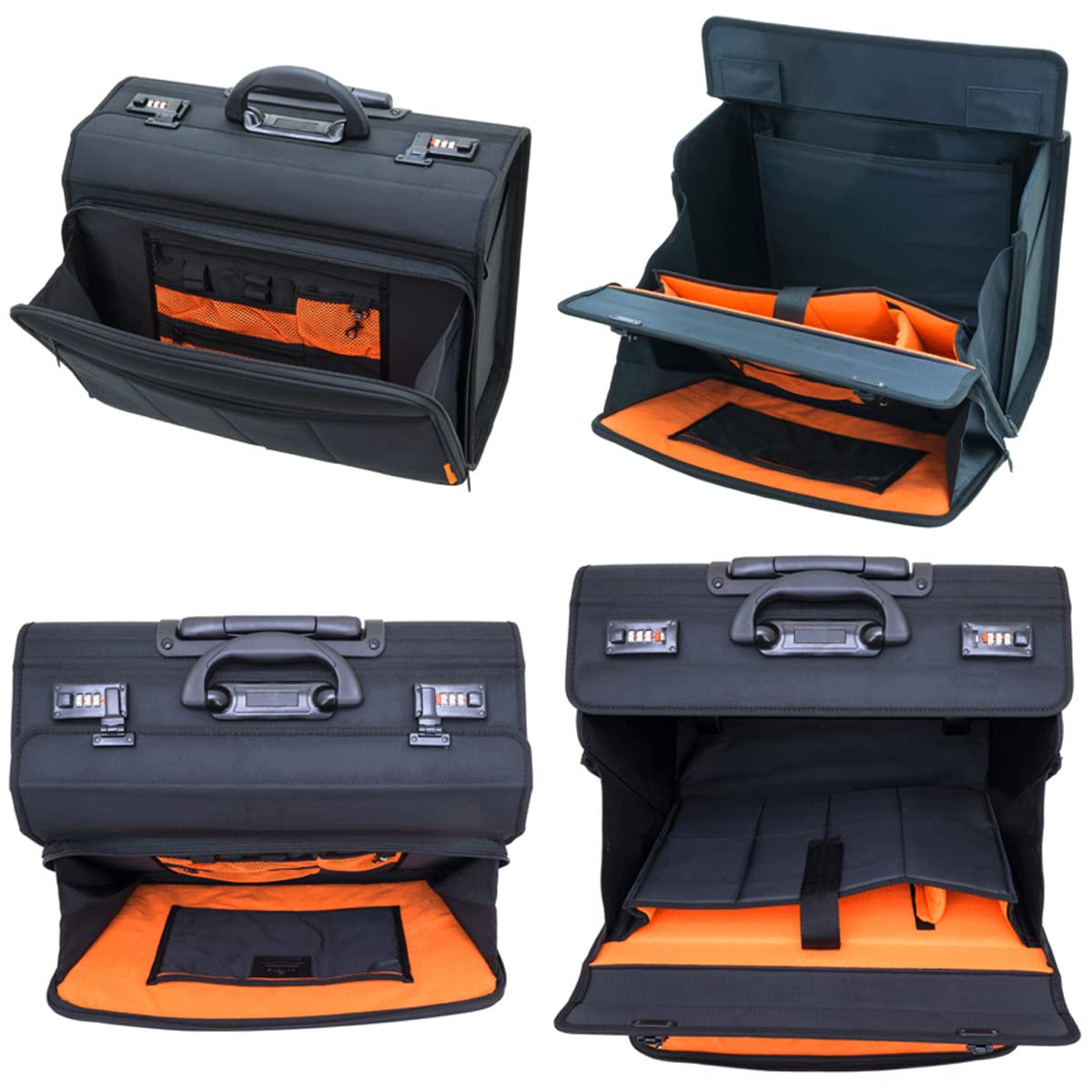 Aktenkoffer Pilotenkoffer Erweiterbar Rollen Akten Trolley Schwarz 47 cm