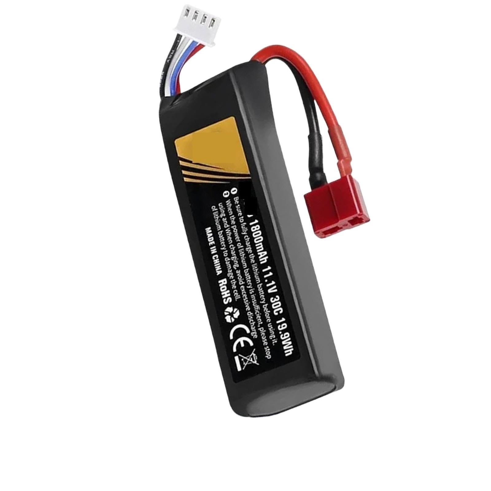 Batería de polímero de Litio de 4 Piezas 1800 mAh 30 C T 11,1 V, for Accesorios de Juguete acuático de Coche RC