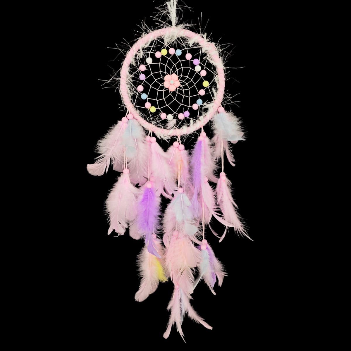 XEYOLHON Dream Catchers for Kids Wall Decor for Girls Bedroom Colorful Feathers Wall Hanging Ornament with Flower Pendant for Nursery Home
