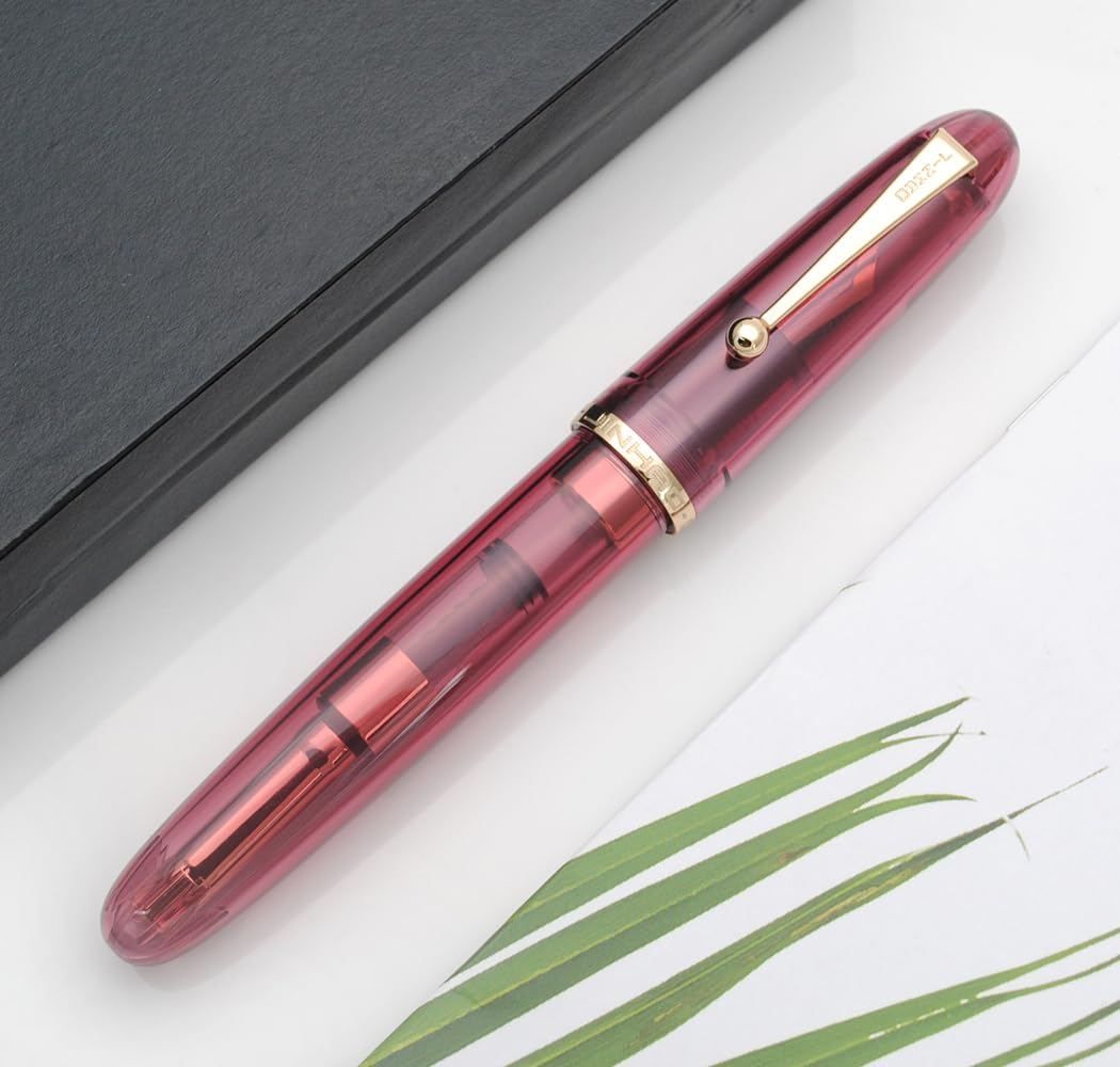 Penna Stilografica Jinhao DADAO 9019, Acrilico Trasparente Giallo, Pennino Fine 0,5 Mm, Con Convertitore - 4