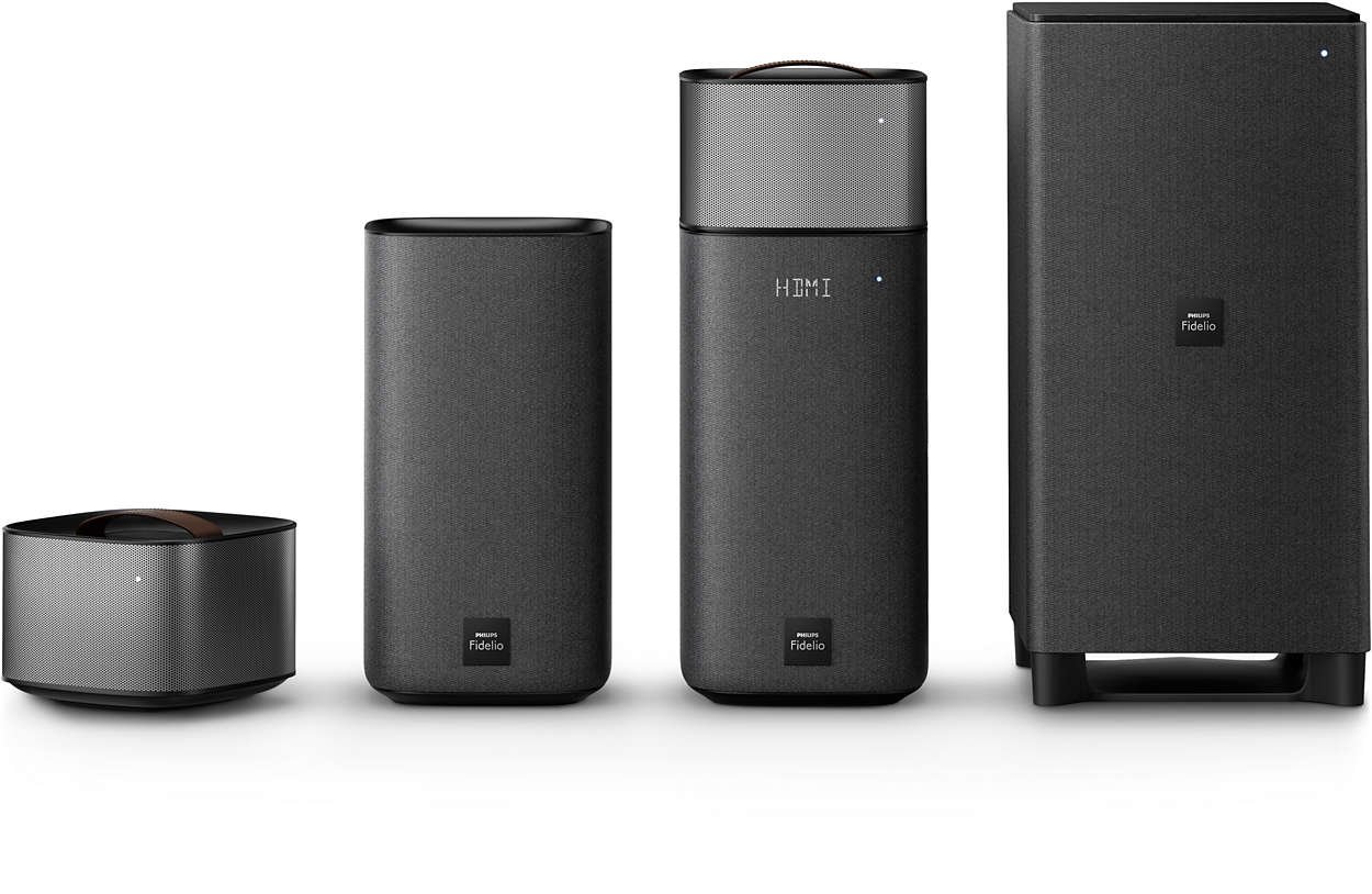 Philips Fidelio E6 Home Cinéma 5.1 avec Enceintes Détachables sans Fil, Bluetooth, HDMI 4K-2K, Spotify Connect, 270W, Noir