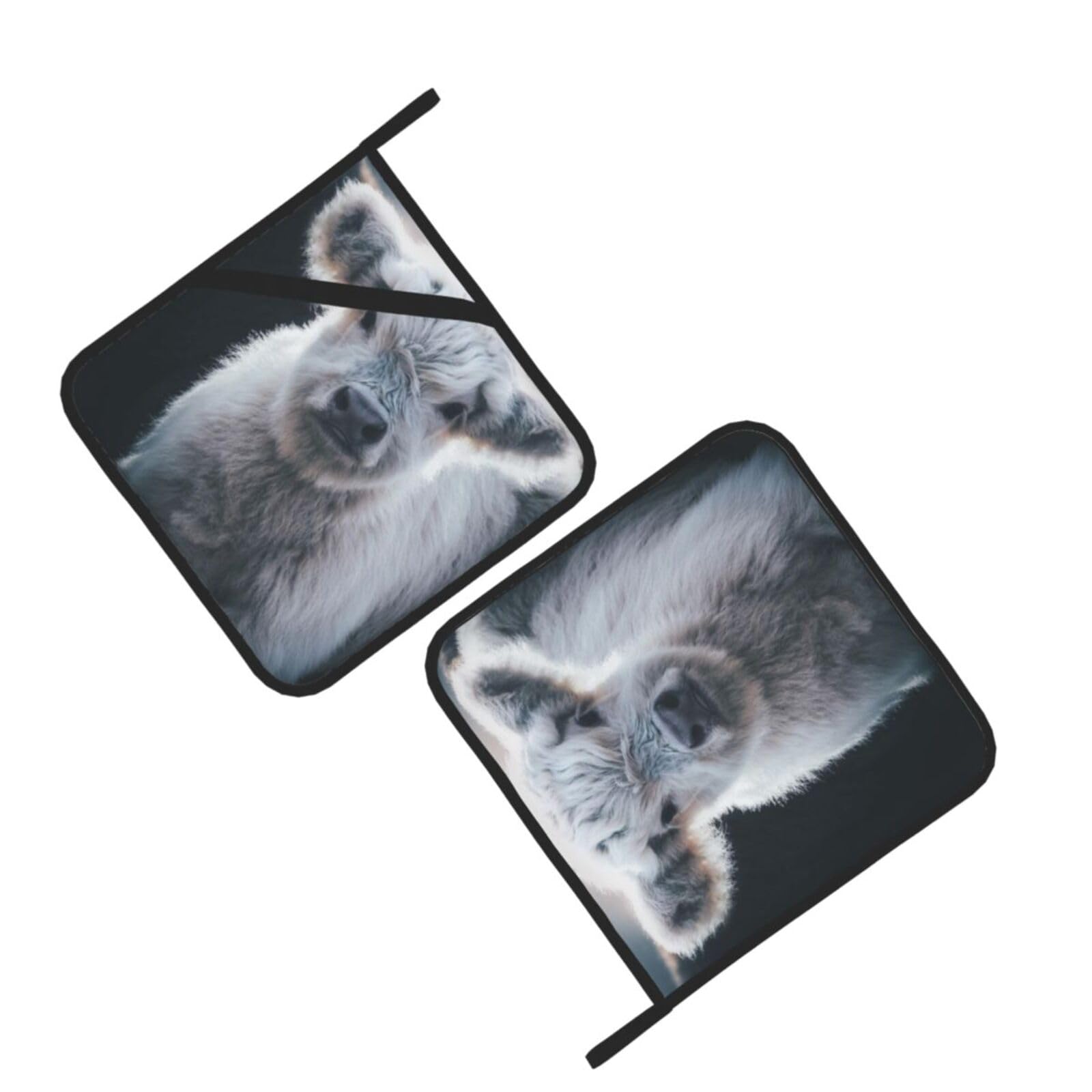 Gray Cow Printed Oven Pot Holders Set of 2 Pcs Heat Resistant Kitchen Microwave Potholders for Cooking Baking Grilling