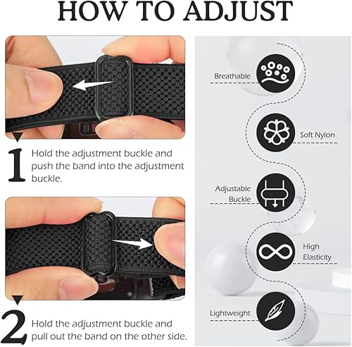 Miniatura 3 de Runostrich Correas elásticas ajustables para reloj compatibles con Fitbit Charge 5 para mujeres y hombres, paquete de 5 correas elásticas deportivas