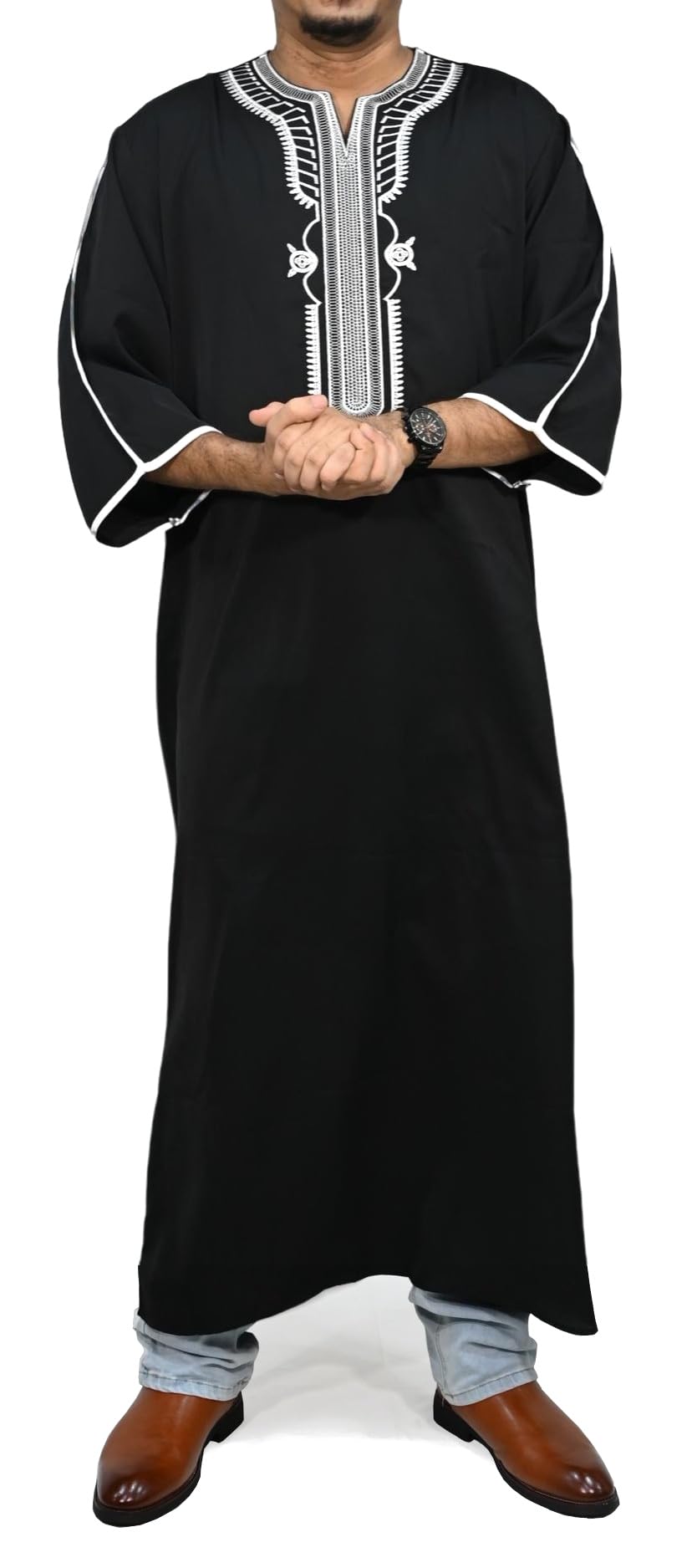 Robe Qamis Traditionnel Homme – Vêtement Musulman Caftan Djellaba Abaya