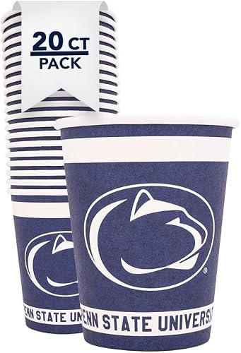 Desert Cactus Penn State Paper Cups PSU Nittany Lions 20 Count 9 Ounce Cold Beverage for Tailgates, Graduation, Party and Game Day Decoration (Design A)