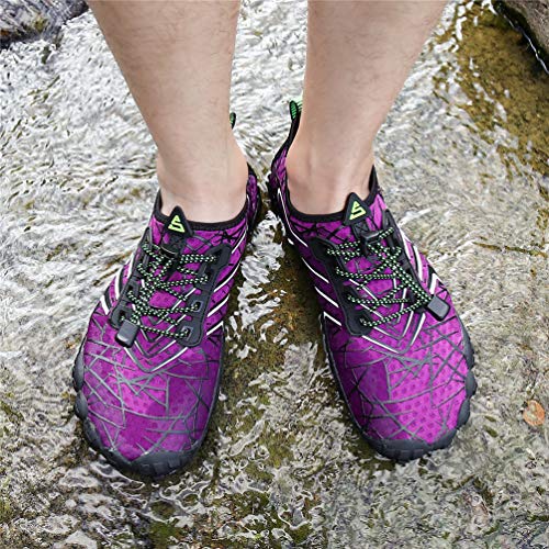 Image of UBFEN Water Shoes for Men Women Quick Dry Swim Aqua Socks | Lightweight Barefoot-style Fit, Rubber Sole, Hiking, Fishing, Kayaking, Beach, Pool, Boating, Diving And Water-to-land Wear