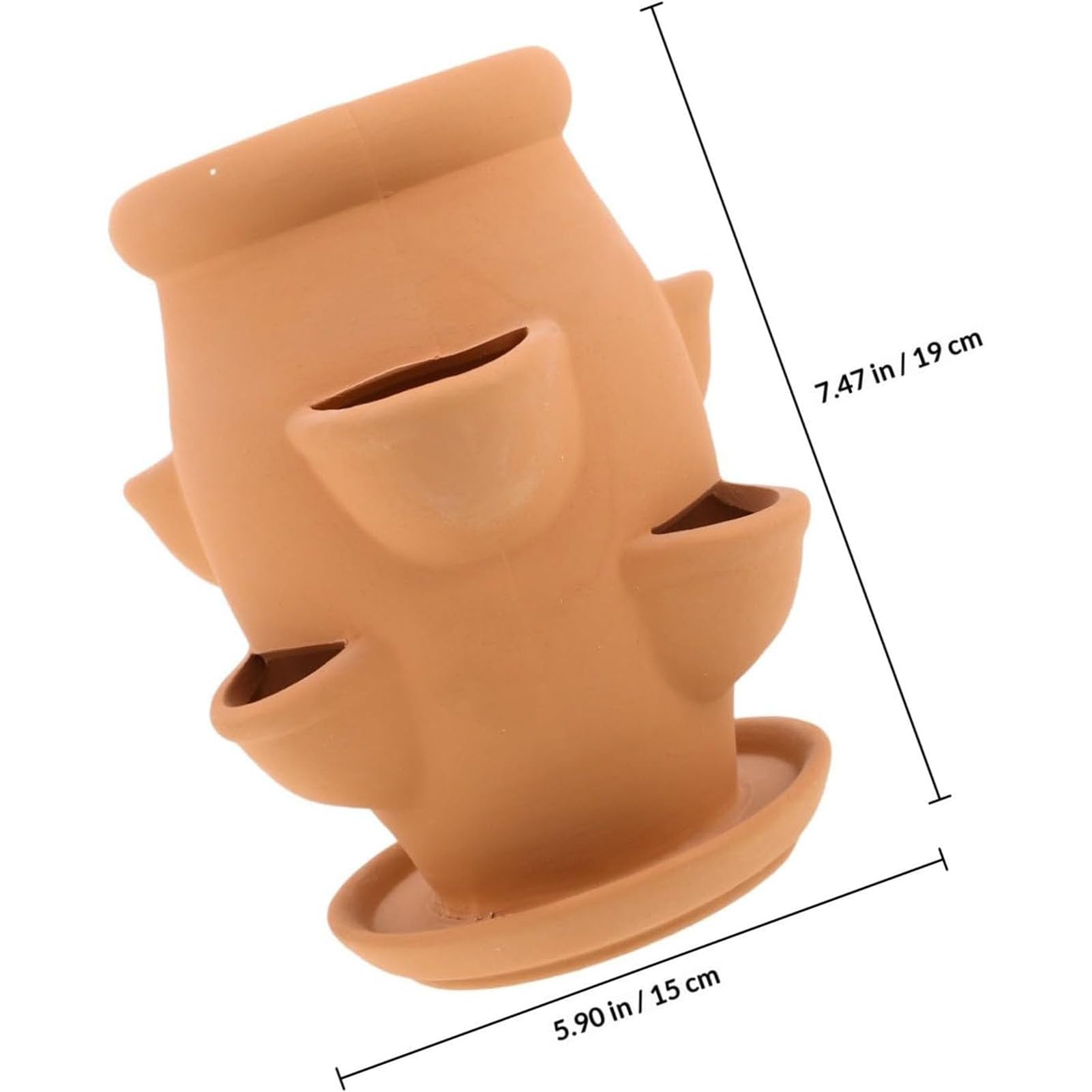 Generisch Vaso per fragole, in terracotta, con tasche laterali, in terracotta, leggero, con 6 tasche, per orchidee e piante grasse