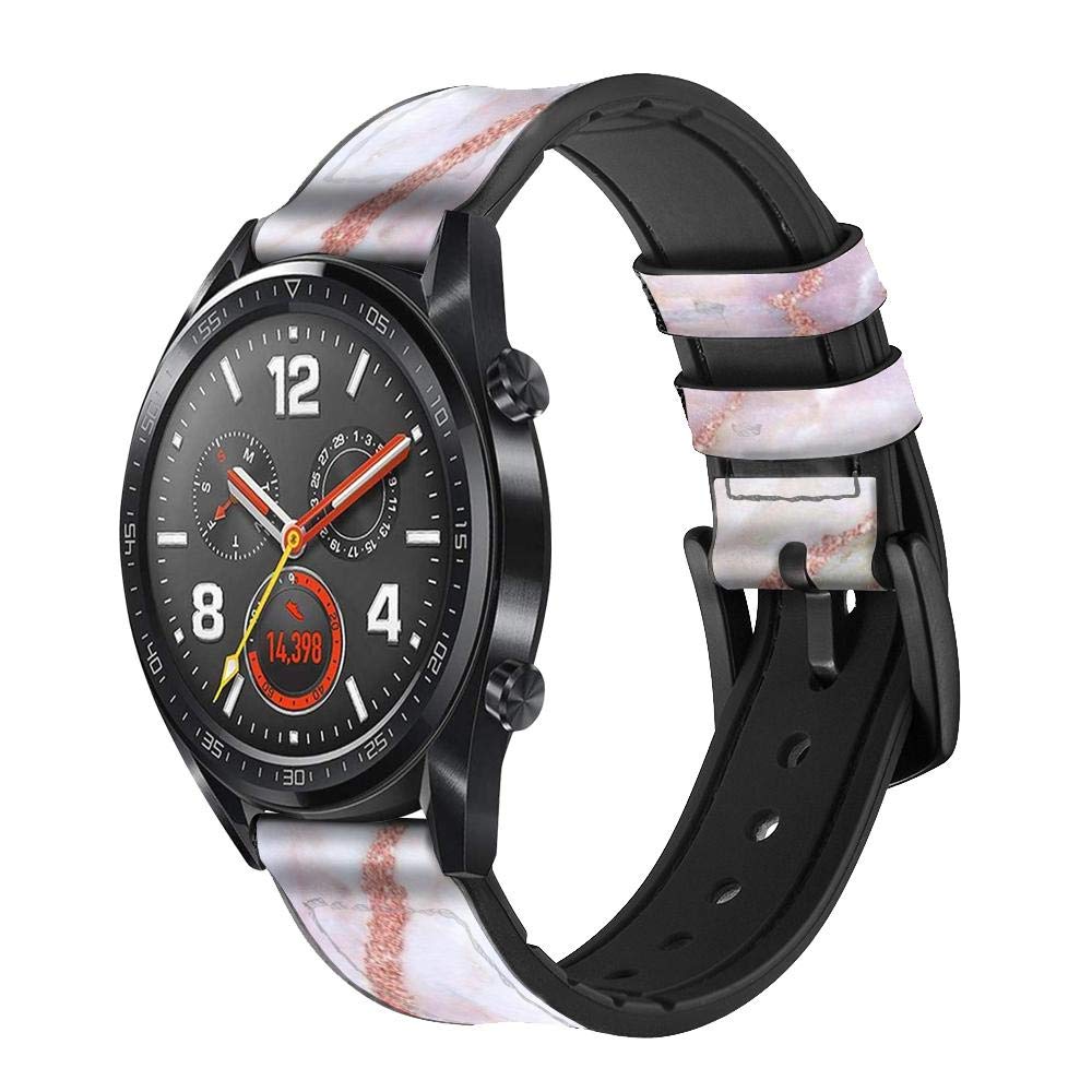 Innovedesire Soft Pink Marble Graphic Print Cinturino in Pelle e Silicone Smartwatch per Wristwatch Smartwatch Smart Watch Taglia (22mm)