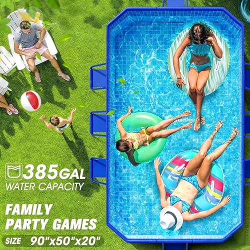 Image of StarOcean 2026 Foldable Pool, Large Non-Inflatable Swimming Pool for Kids,Adult Collapsible Pools Hard Plastic Shell, Oversized Thickened,Portable Folding Kids Pools for Backyard 90 inchx50 inchx20 inch-Blue