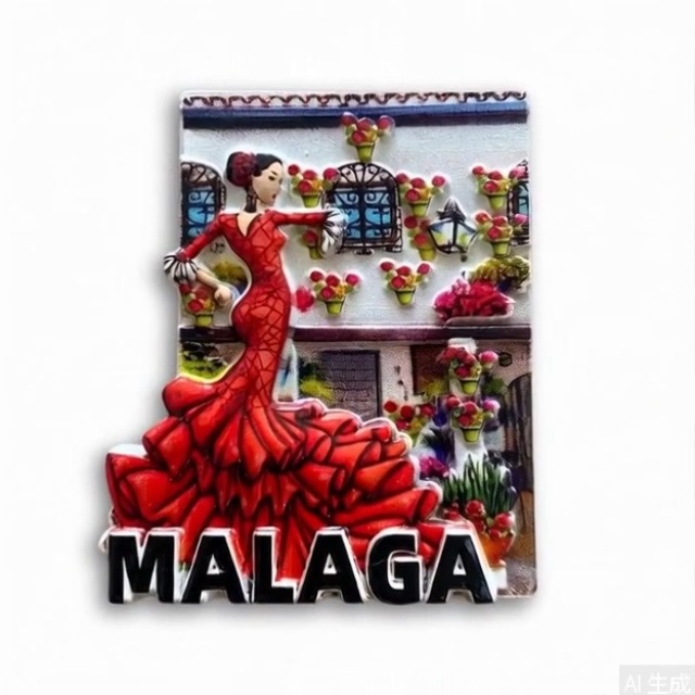 Imán decorativo 3D de flamenca roja de Málaga miniatura 7