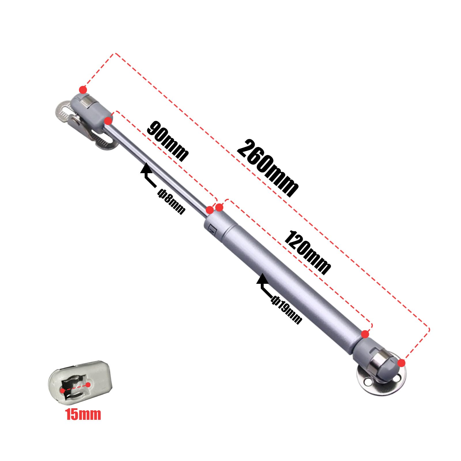 4PCS Amortiguadores de Gas 100N, Bisagras Puertas Cocina, Amortiguadores Muebles Cocina Pistones Hidraulicos, Amortiguador Puerta para Puertas Soporte Armario con Tornillos Muebles de Cocina