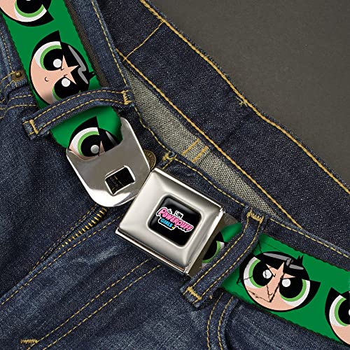 Warner Bros. Animation Belt, Seatbelt Buckle Belt, The Powerpuff Girls Buttercup Face Close Up Green, Adjustable2