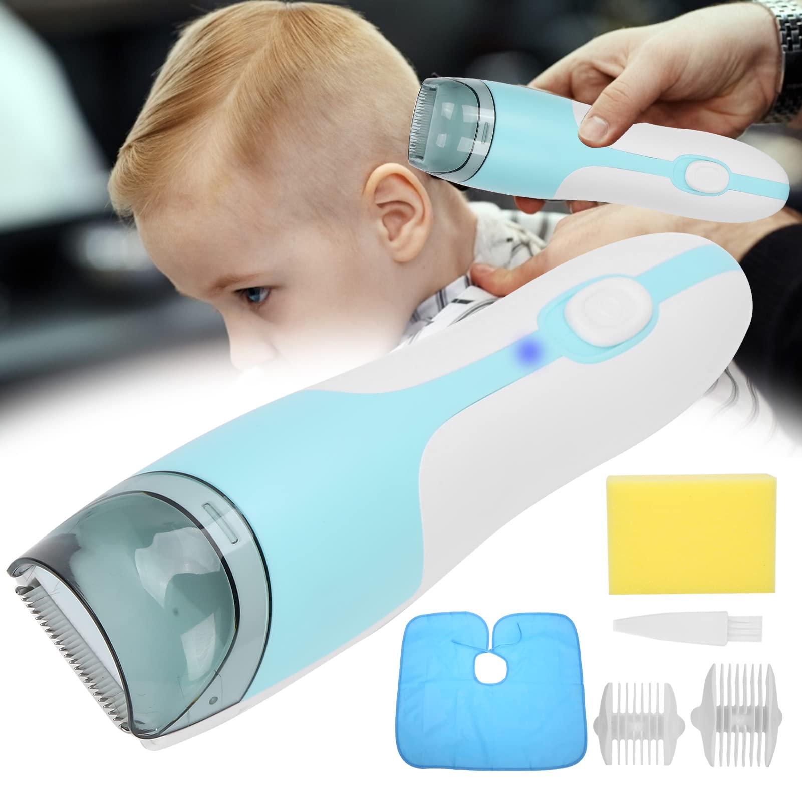 Baby-Haarschneidemaschine für Kinder, leise Haarschneidung mit Führungskämmen, IPX7-wasserdicht, Kabellose Design für sicheres Schneiden, Vakuum-Technologie
