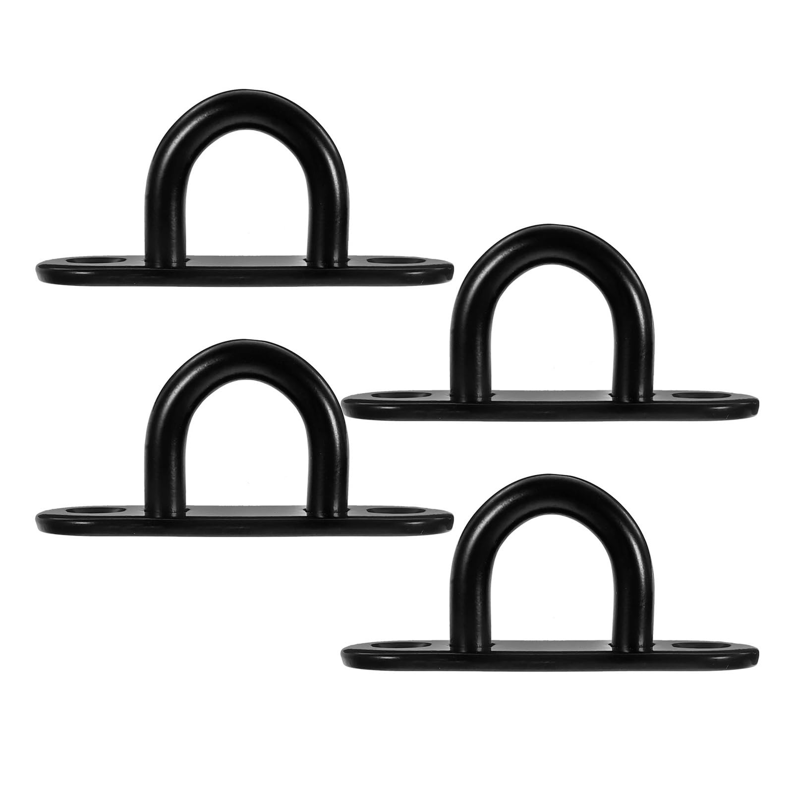 Luvafey One Color Eye Plate 4Pcs Stainless Steel Pad Eye Plate Hooks Heavy Duty Ceiling Wall Mount U Black Elliptical M6 For Wall Ceiling Boat Hardware Hanging