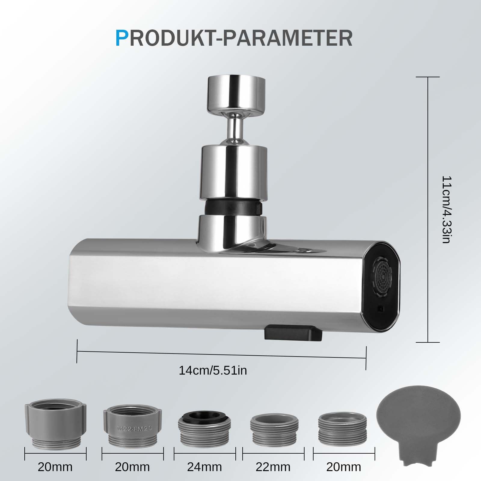 Rubinetto da cucina, design a doppia maniglia, rotazione di 360 gradi, oro spazzolato