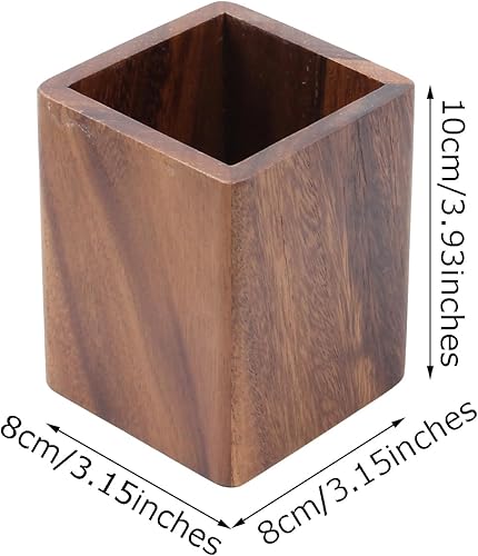 Miniatura 2 de Portalápices de madera de nogal para escritorio, soporte de madera natural para oficina y hogar (cuadrado)