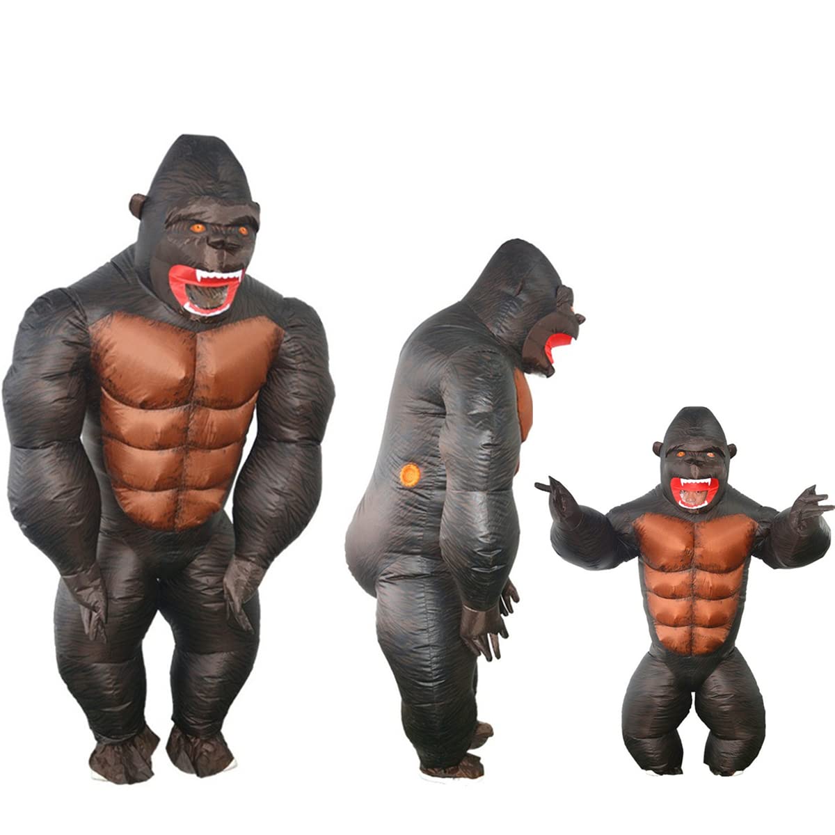 Inflatable Costume Gorilla Monkey Full Body Naughty Funny Costume Suit for Halloween Party Adult Child Toddler Size Teen,Child/ 3.9-5.4ft.