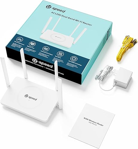 Miniatura 8 de Enrutador WiFi AC1200 Router de Internet inalámbrico de doble banda, velocidad inalámbrica de hasta 1.2 Gbps, puertos Gigabit Ethernet, soporte modo