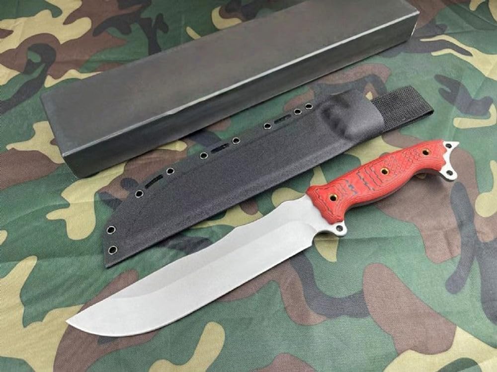 Genérico TEERMA PA6 Cuchillo Supervivencia Caza Monte bushcraft Camping Outdoor Campo - Con vaina cutánea, Se utiliza principalmente para la caza y el senderismo.