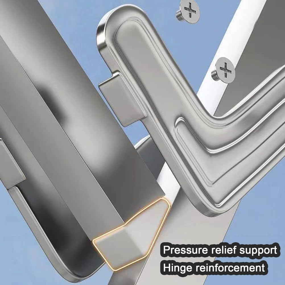 Large Capacity Foldable Clothes Drying Rack - 5 Poles Stainless Steel Garment Rack with Clips & Hooks, 1.6m/5.2ft Adjustable Hanging Storage Solution for Laundry