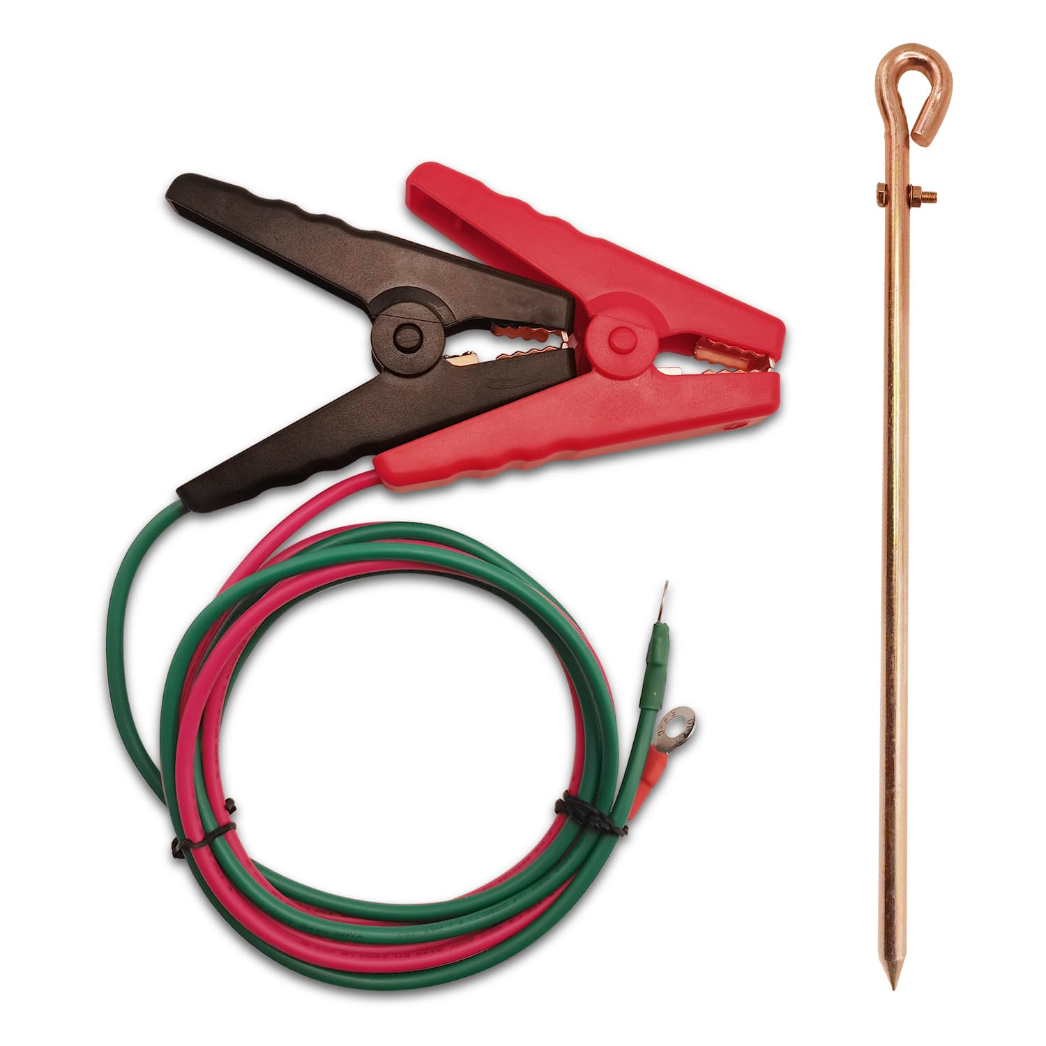4ft Farm Electric Fence Jump Leads with 1/2 inch Ground Rod- UL Listed Tinned Copper Wire with Crocodile Clip for Energizer to Fence Wire & Ground