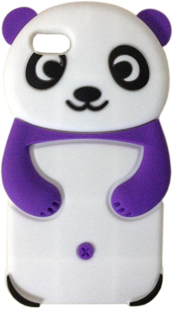 3D Cartoon Lovely Panda Silicone Jelly Skin Case Cover for Apple iPhone 5C (Purple)