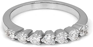 1/2 Carat | 14K White Or Rose Gold, 925 Sterling Silver | Certified Lab Grown 7 Stone Half Eternity Diamond Ring | Brilliant-Cut Round Shape Diamond