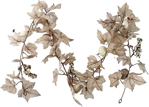 Guirnalda de hojas de arce de otoño de 75 pulgadas para decoraciones de Acción de Gracias, guirnalda de hojas de otoño realista de 6 pies para