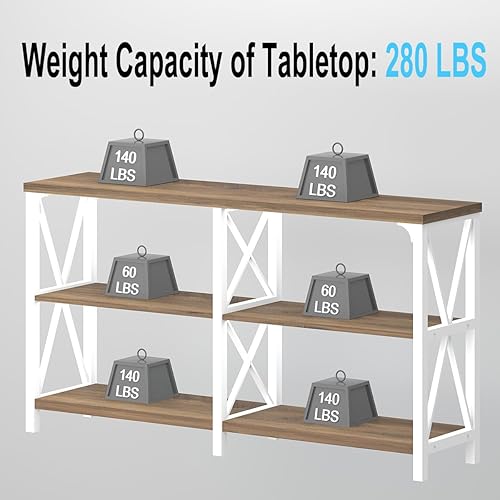 Miniatura 63 de LVB Mesa de sofá rústica, mesa consola de granja para sala de estar, mesa de entrada de pasillo con almacenamiento, mesa de entrada para vestíbulo,