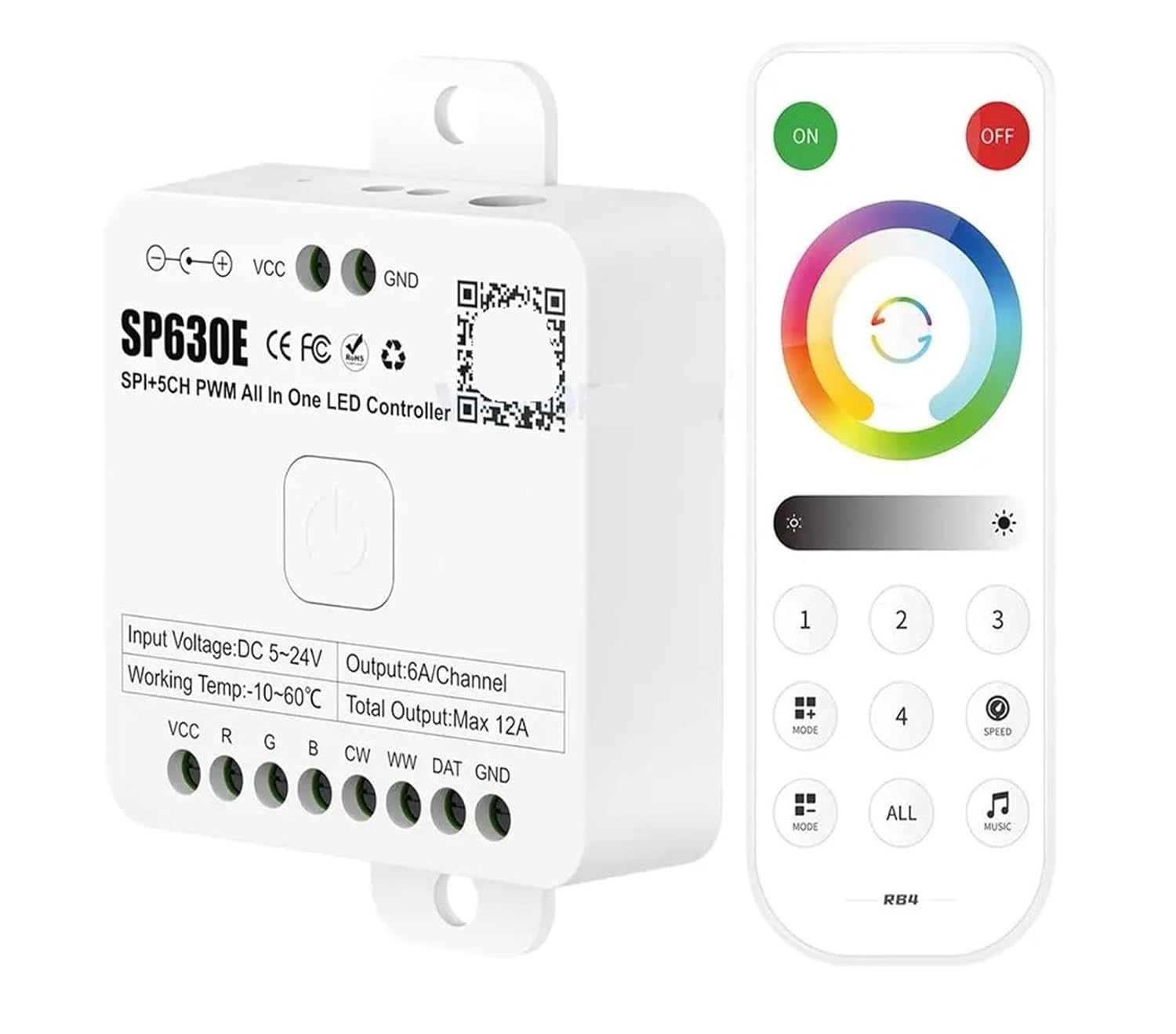 5V 12V 24V SP630E All-in-one LED Controller SPI 5CH RGB RGBW RGBCCT PWM LED Light(SP630E Only)