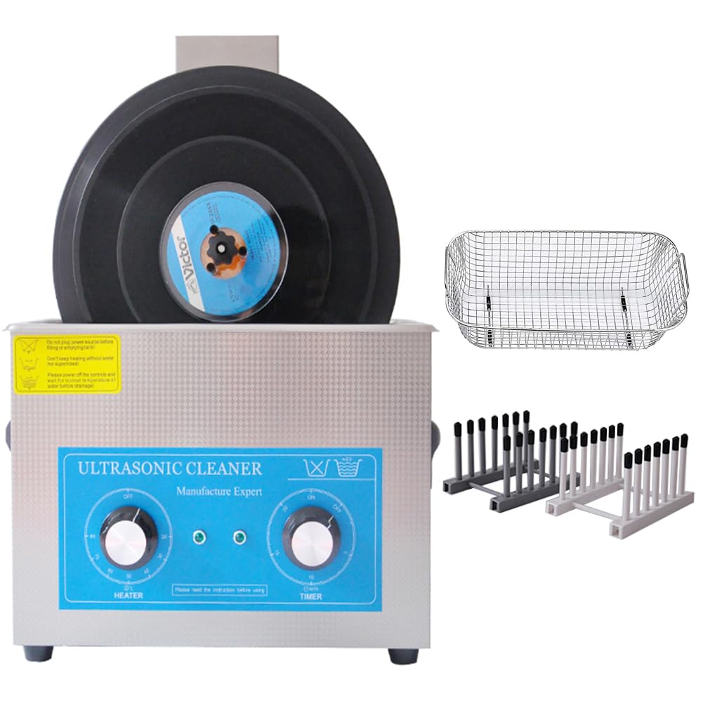 Pulitore ad ultrasuoni da 6 Litri per Dischi in Vinile, Pulizia di 1-6 Dischi in Vinile, Pulizia con Vibrazione a Doppia frequenza, Sistema di Pulizia dei Dischi in Vinile per Pulire professionalmen