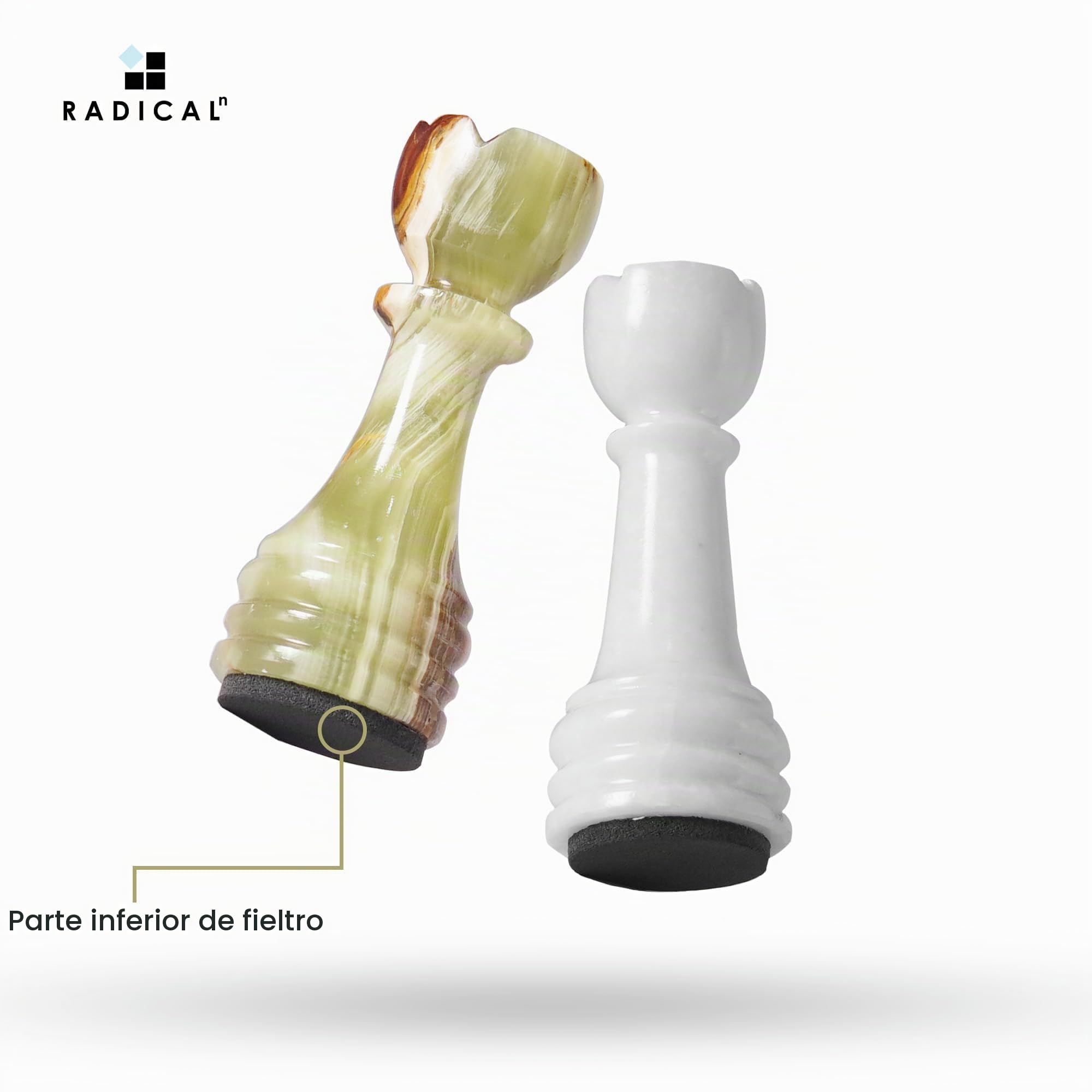 Radicaln Figuras de ajedrez de mármol (White & Green Onyx)