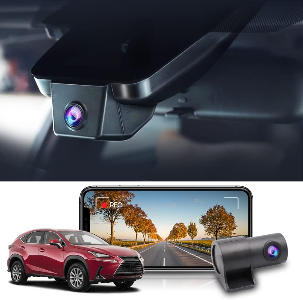Fitcamx 2K Front and Rear Dash Cam for 2018 2019 2020 2021 Lexus NX 350 300 Sport 250 F Premium, OEM Look, Dual 1440P+1080P HD Video, Loop Recording WiFi, Parking Mode G-Sensor, Easy to Use, 64GB Card