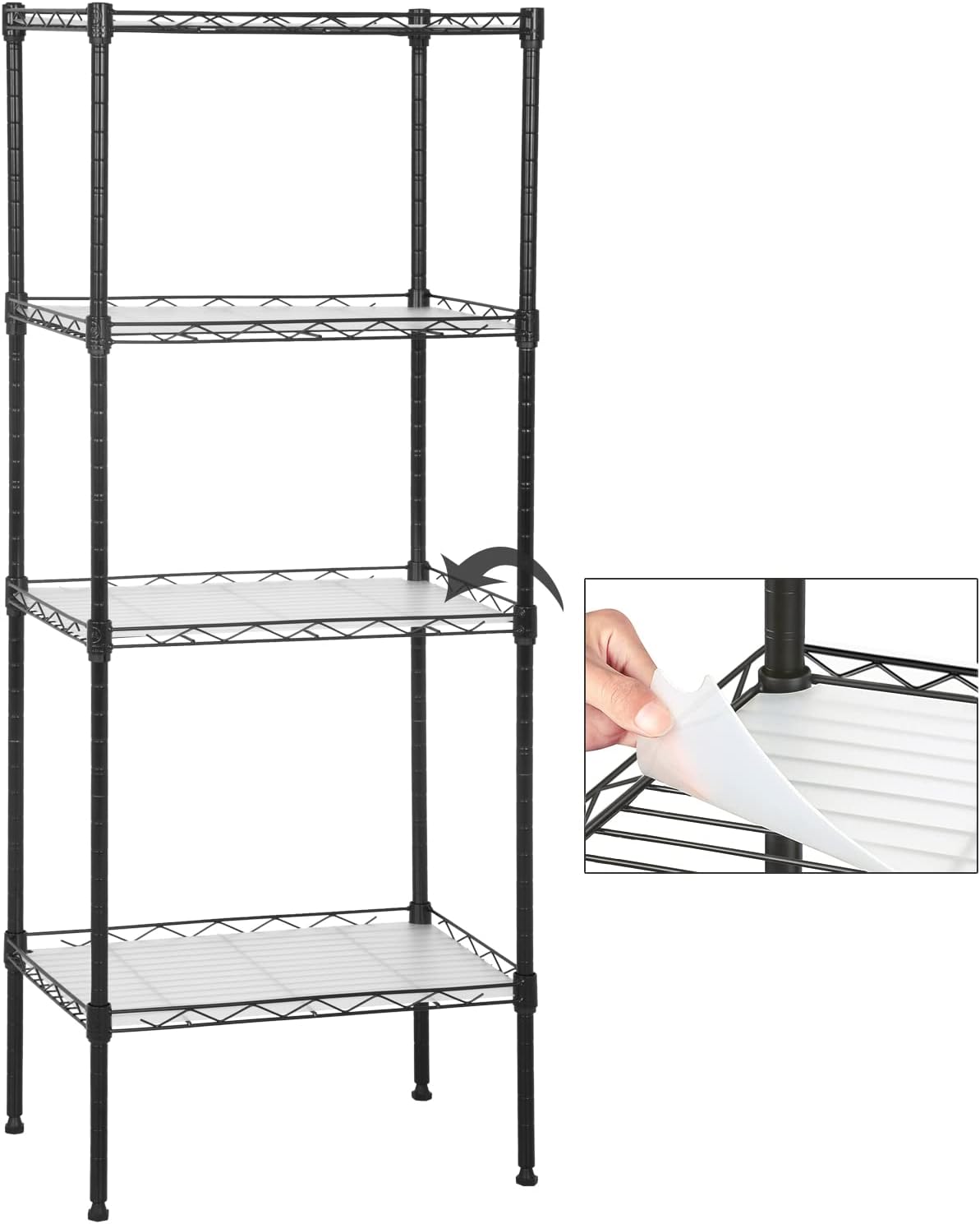 4 Tier Storage Shelves, Adjustable Wire Shelf Rack 18 x 12 x 44