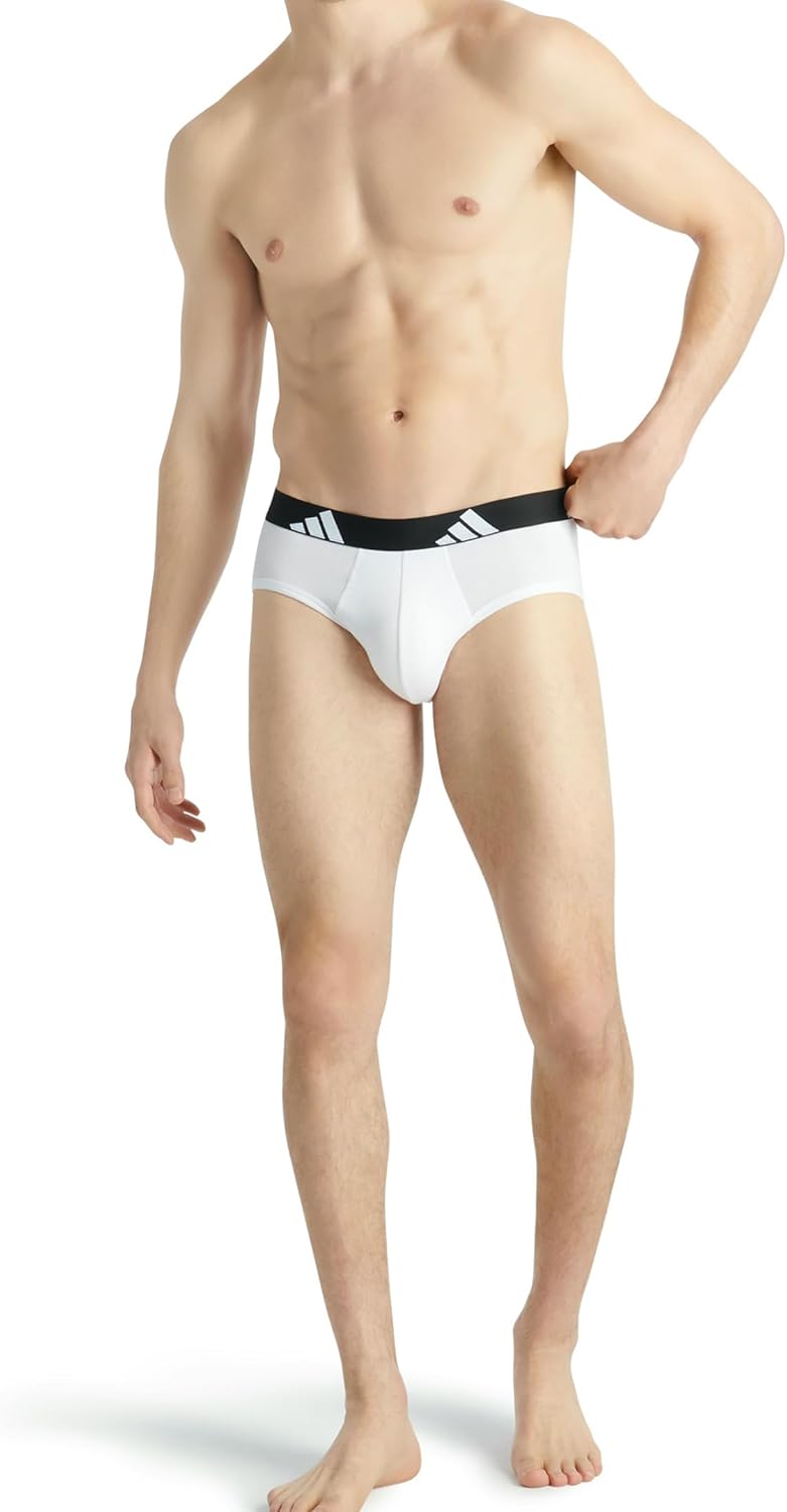 Adidas Men's 3 Pack Active Flex Cotton Briefs, Black/Grey/White, XXL