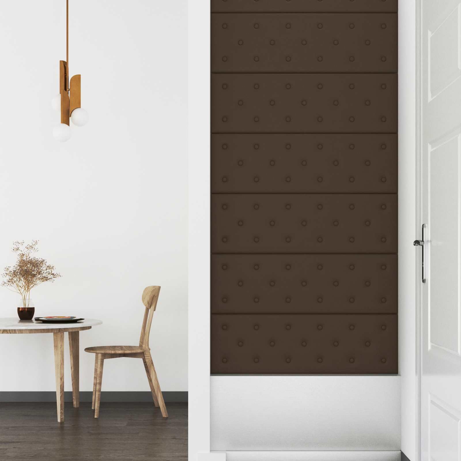 Juego de 12 cabezales de pared de piel sintética, 90 x 30 cm, tapizado para dormitorio, diseño moderno, color marrón