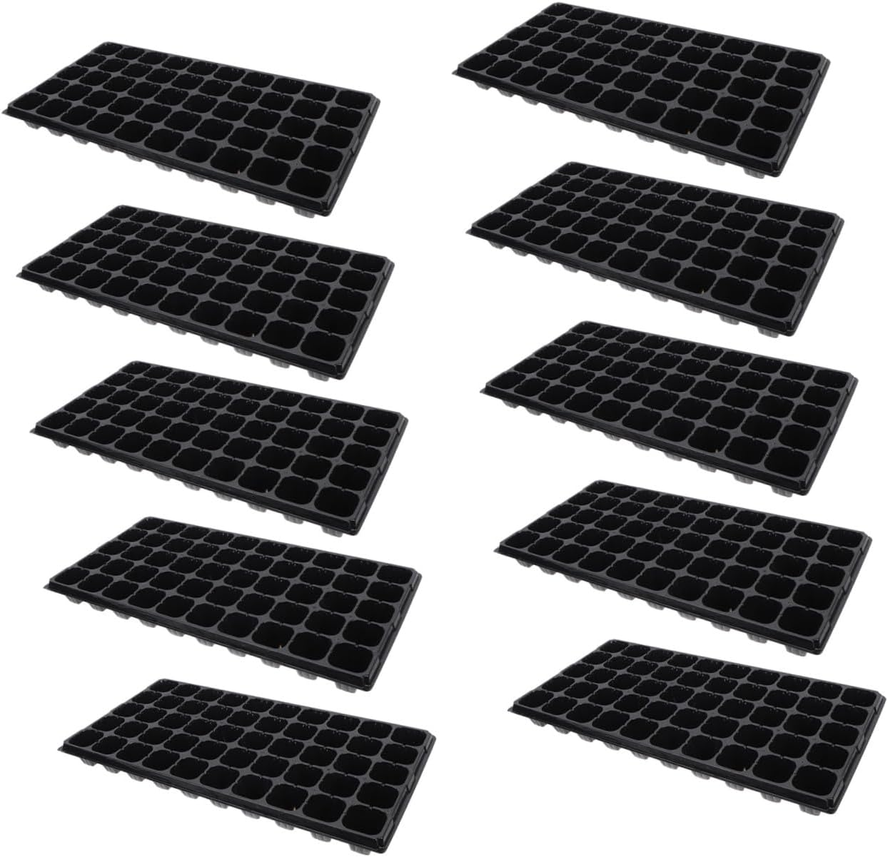 Angoily 10pcs Plant Germination Containers Vegetable Seed Starter Trays 50-Cell Thick Nursery Plates for Indoor Gardening Seedling Propagation