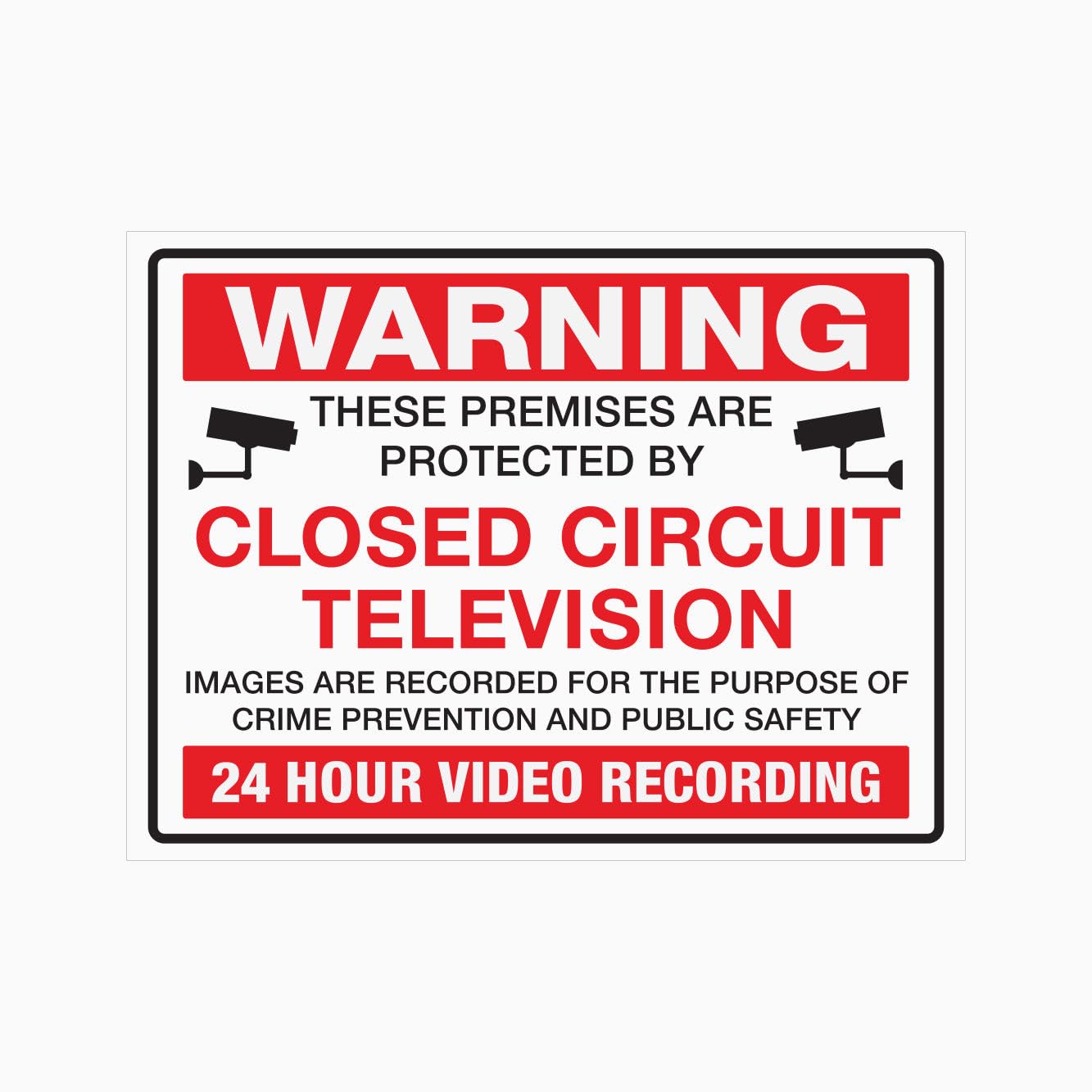 THESE PREMISES ARE PROTECTED BY CLOSED CIRCUIT TELEVISION Sign, 12x8 Metal Tin Sign, Protected by CCTV cameras.