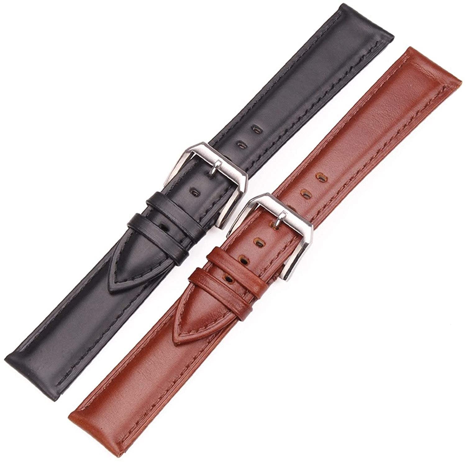 Cinturino per orologio in pelle Cinturino per cinturino Cinturino in vera pelle 19mm 20mm 21mm 22mm 24mm Cinturini di ricambio marrone nero Fibbia ad ardiglione in acciaio argento