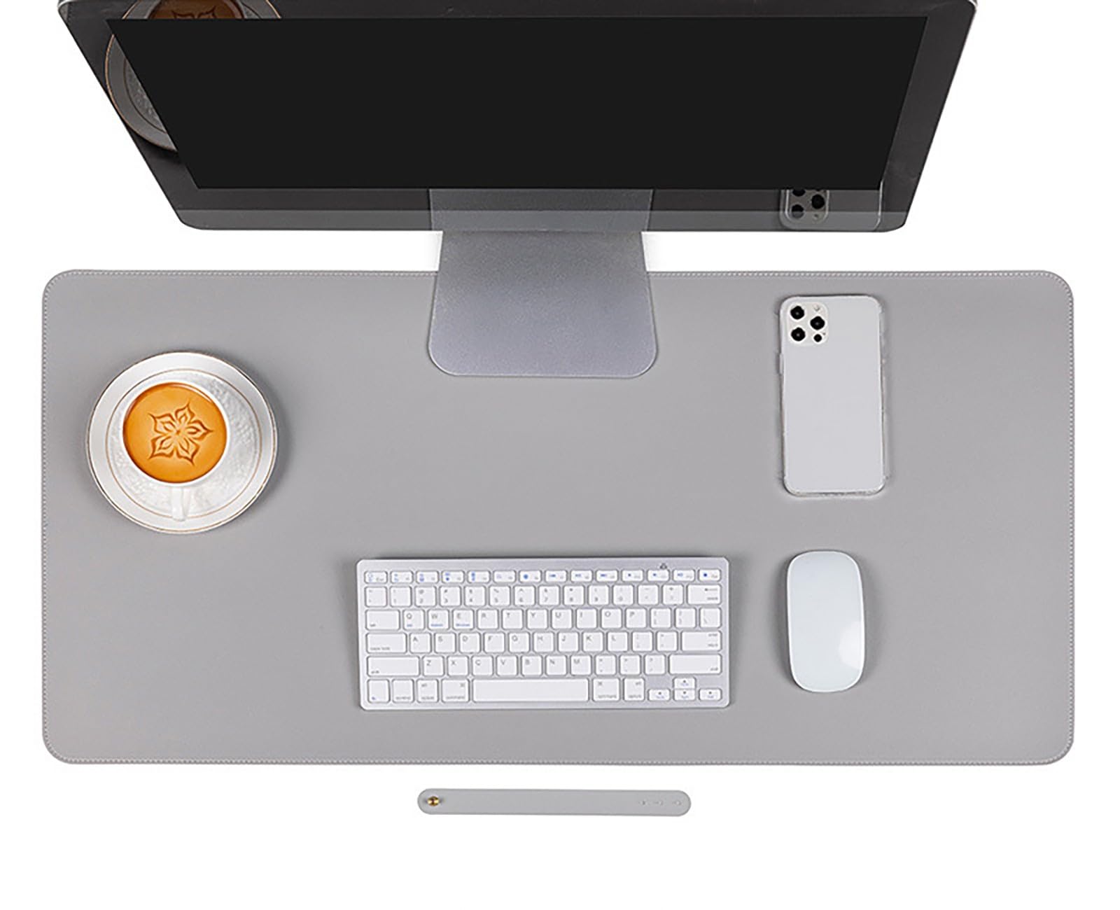 Tappetino impermeabile per tastiera da scrivania, Tappetino per mouse grande in pelle facile da pulire, Protezione da tavolo per ufficio lavoro arredamento per la casa(Light Gray, 120x60cm)