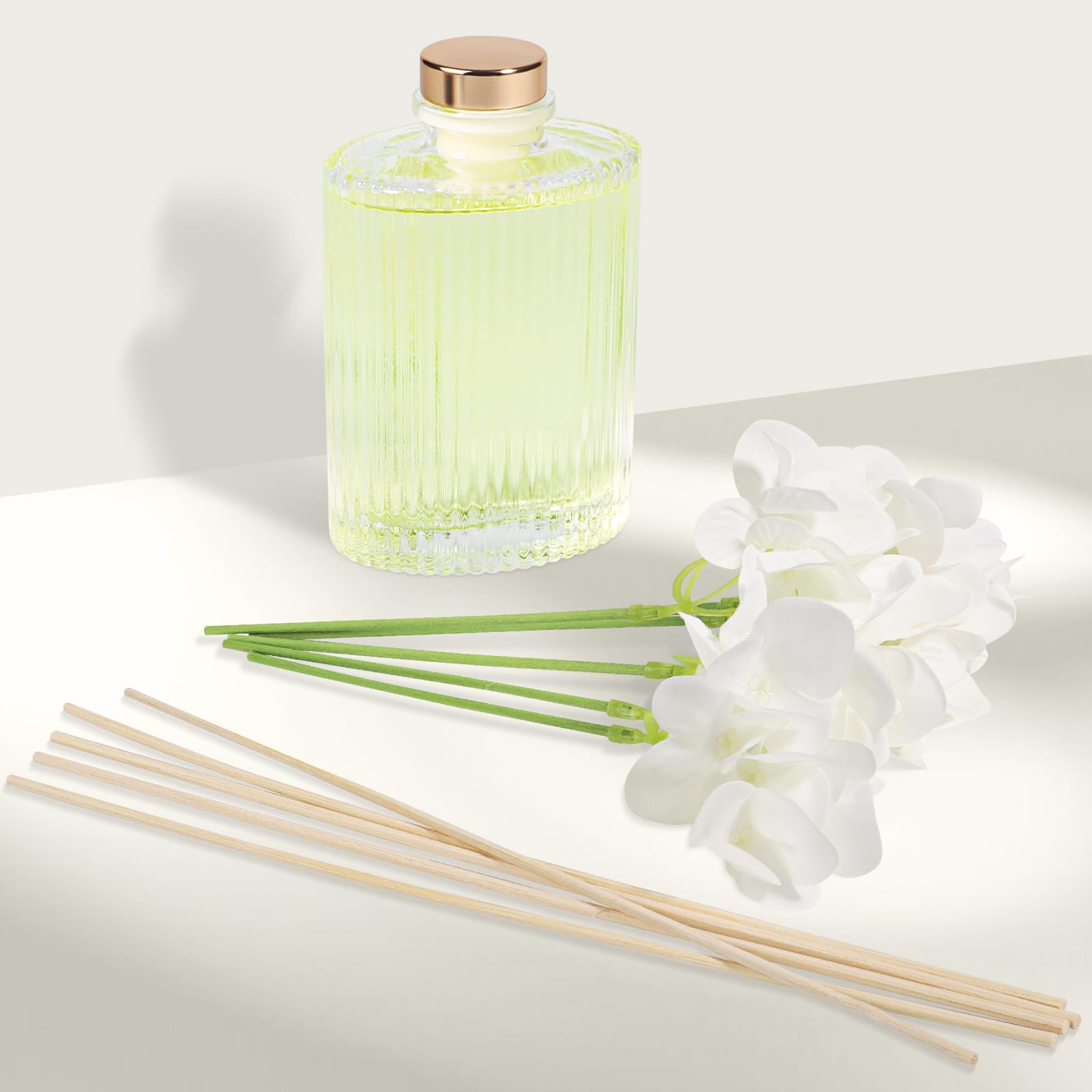 Diffusore Profumo Ambiente 200ml - Gelsomino e Tè Bianco,Profumatore per Ambienti con 5 Bastoncini,Reed Diffuser Fragranze per Bagno,Appartamento