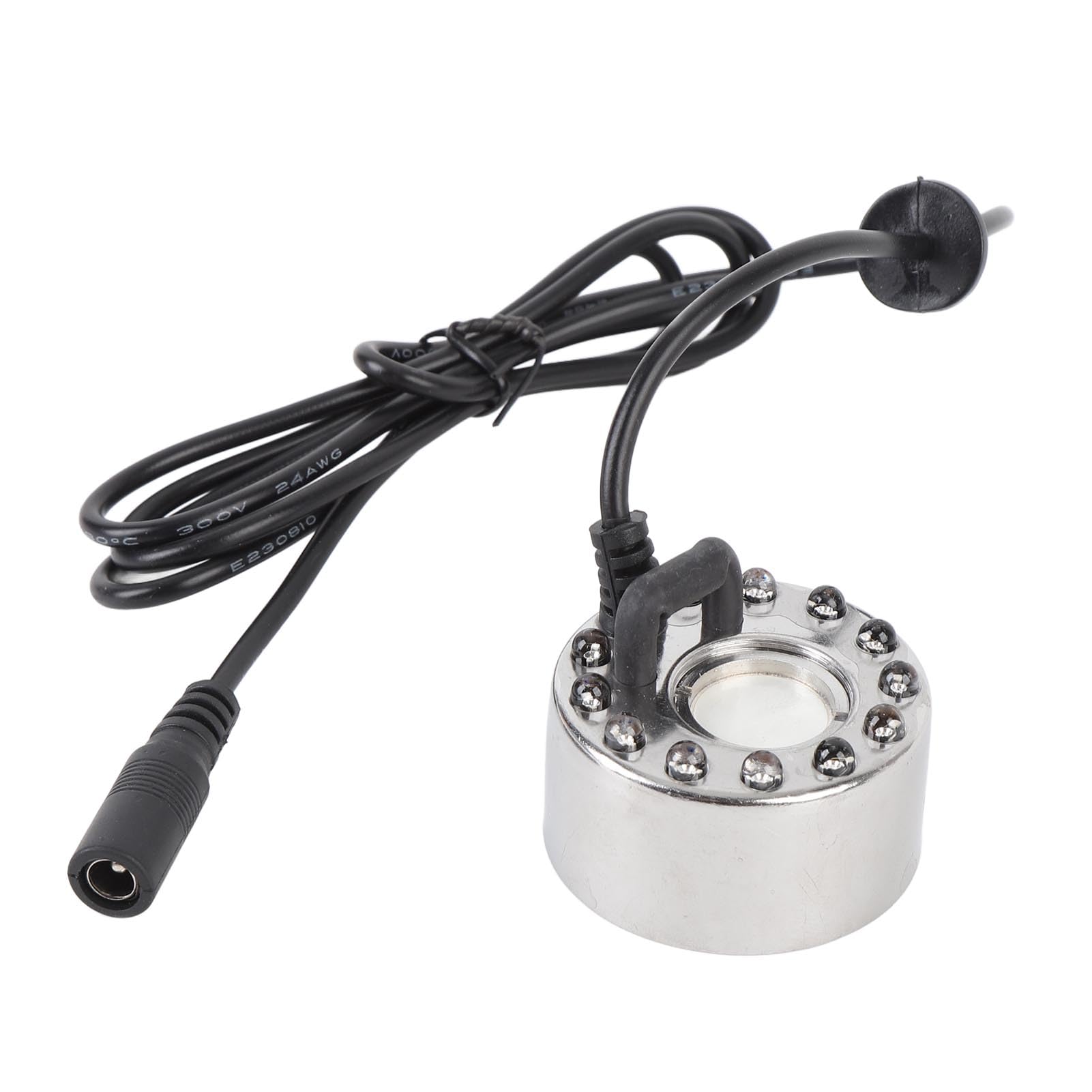 Asixxsix Mist Maker,Fogger Water Fountain Pond Fog Machine Atomizer Humidifier with 12 LED Light Color Change for Office Home Room Car, Black, for Halloween Party, Rockery Fish (US Plug)