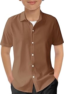 2025 - Camisas de manga corta para niños y niñas con botones, camisa degradada para niños, verano, informal, playeras, camiseta para niño 128
