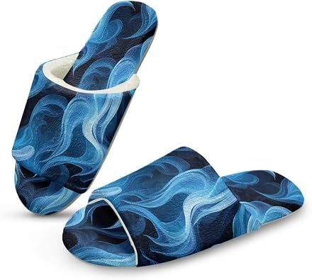 Womens House Slippers Slip on Open Toe Warm Cozy Fuzzy Slippers Indoor Outdoor Home Shoes with No-slip Sole