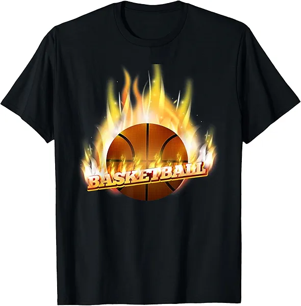 BASKETBALL T Shirt Basket Ball FLAME ON FIRE Sport Shirt T-Shirt
