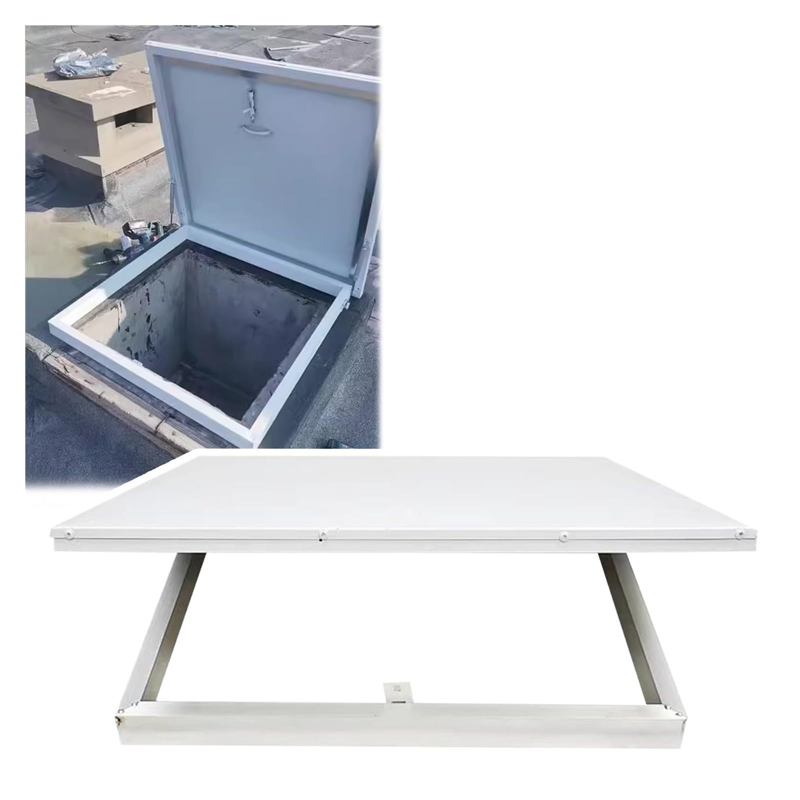 Galvanized Steel Roof Hatch Powder Coated Access Door for Attic & Basement Emergency Egress Solution - Roof Access Hatch (60x95cm/23.6x37.4in)
