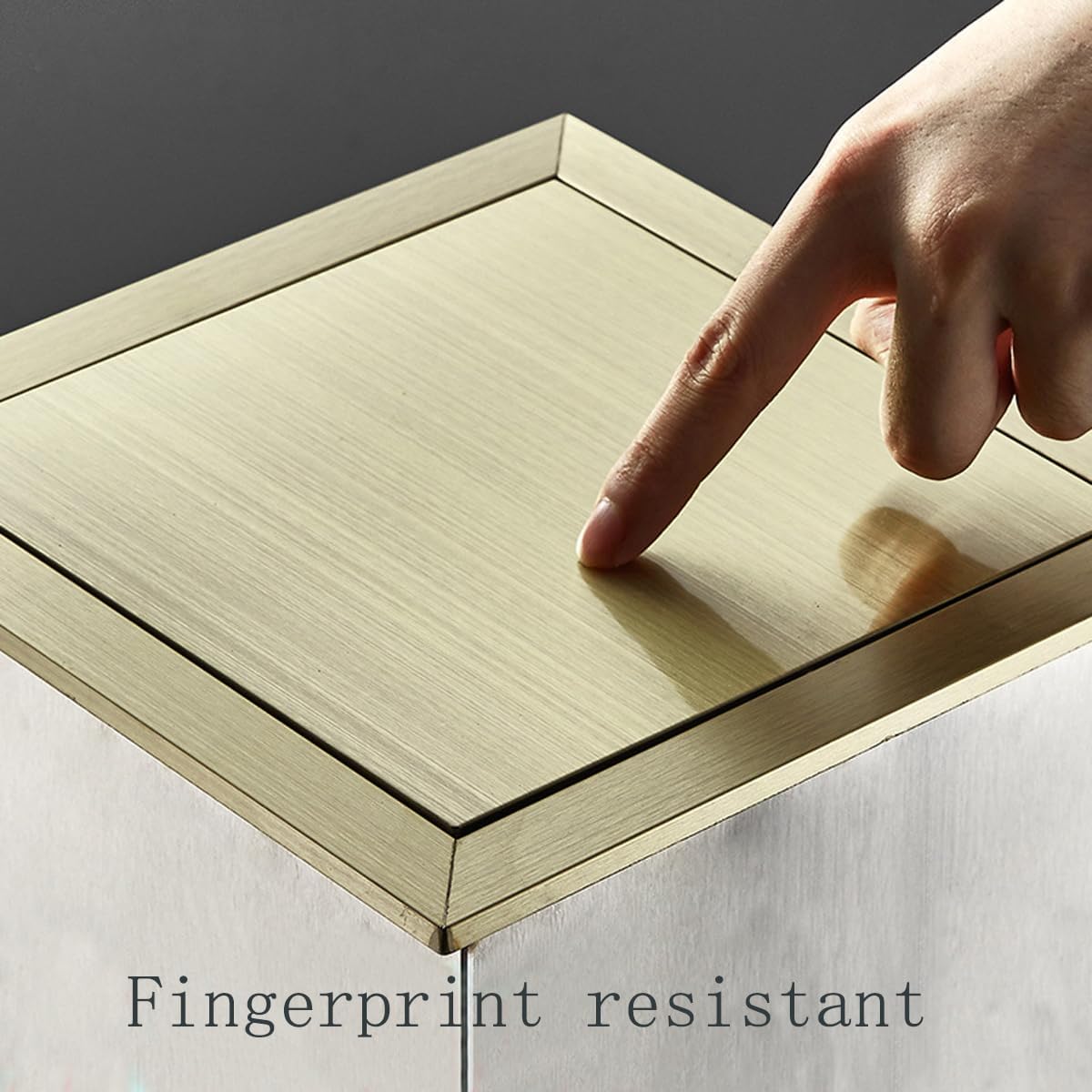 Trash Bin Cover, Square Waste Chute Lid Embedded Type Trash Can Lid 304 Stainless Steelkeep Waste Hidden,Silver-One Size